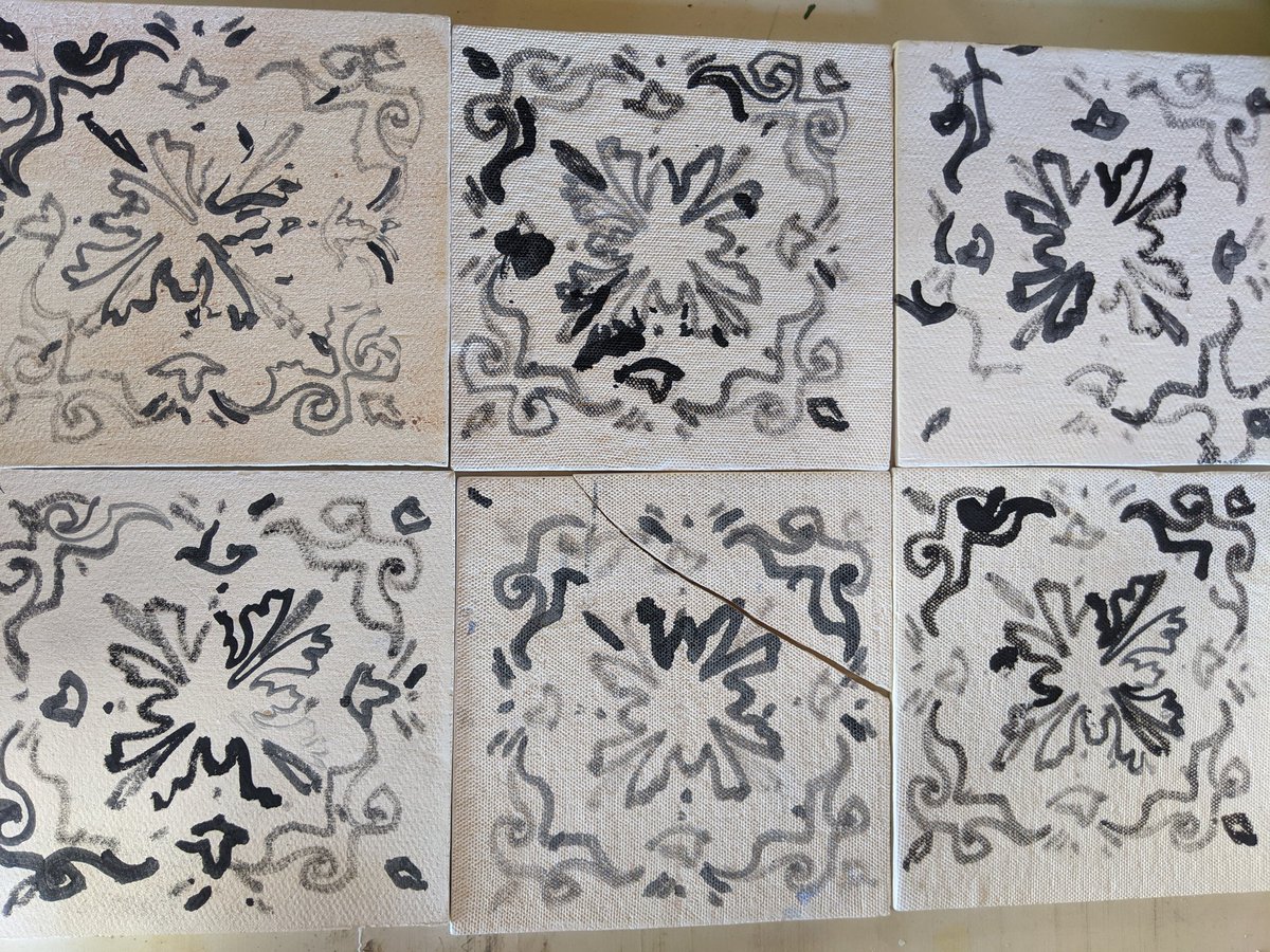 va2rosa's tweet photo. #plottertwitter 
Here some more photos of the #ceramictiles I was decorating with my #axidraw :)
More #drawingbot &amp; #ceramics coming soon \o/ https://t.co/wF3ZY5AXVL