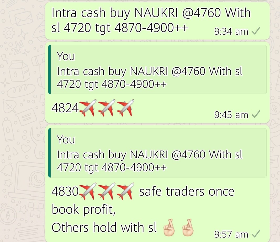 FraiseFinservs's tweet photo. #NAUKRI 3% UP In 30 min, entry and exit at right time ✌️✌️ https://t.co/90Py7KQD7m