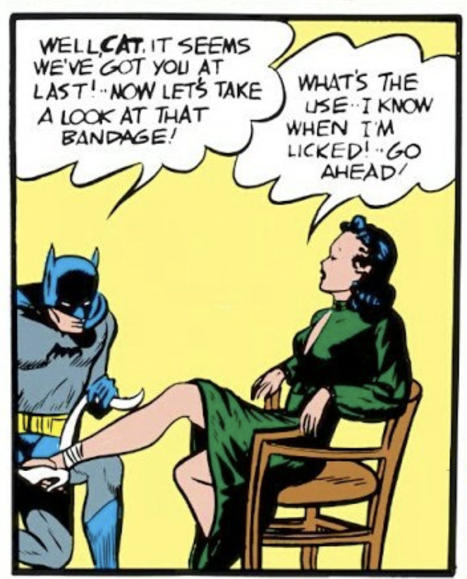 FinestGeeks's tweet photo. Well. Guess the relationship between Batman and Catwoman was OK in the 40's... but not in 2021. https://t.co/paoR3U0UfG