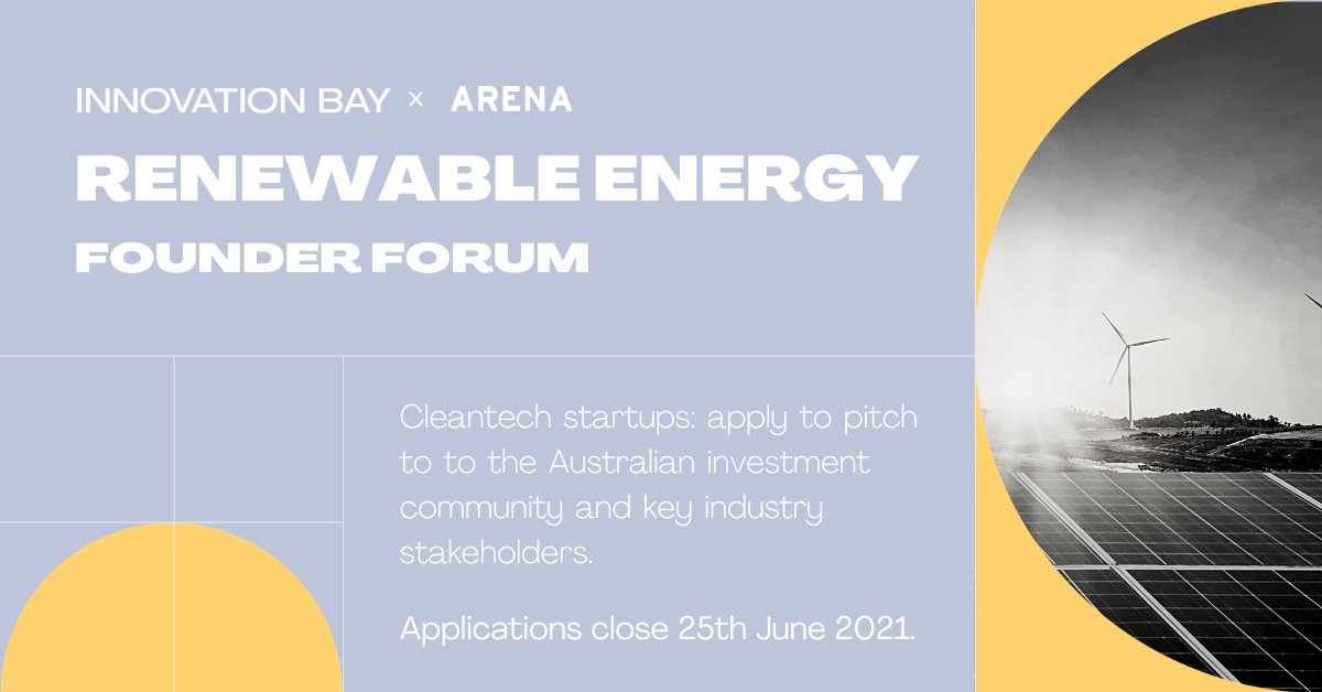 📢 ATTN: Cleantech founders

There are just 10 days left to apply to pitch at the Renewable Energy Founder Forum we are hosting this October in partnership with <a href="/ARENA_aus/">ARENA</a> 

Apply now for the chance to open up pathways to funding and partnerships ⬇️
bit.ly/renewfounderfo…