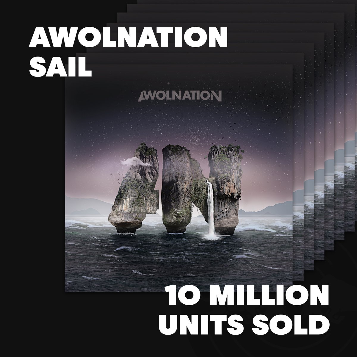 .@awolnation's song Sail has officially gone diamond! Sail is one of three independently distributed diamond-certified songs in history and is the 57th song overall to be certified diamond.
