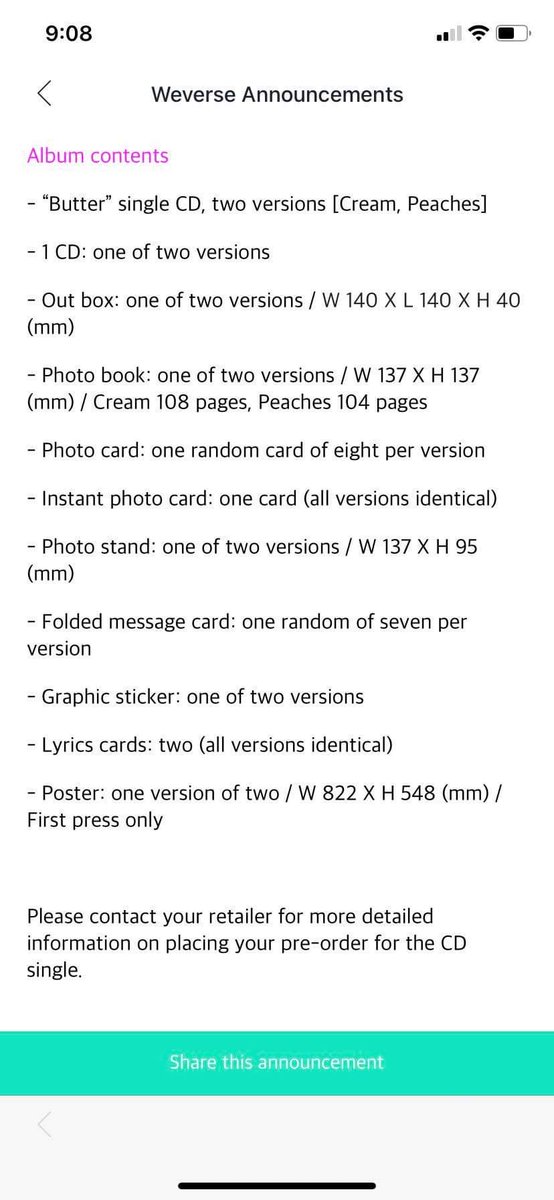 dday111222's tweet photo. ‼️BTS BUTTER CD PREORDER‼️
-FROM WEVERSE- WITH POB-

P1050 CHOOSE VERSION
P2100 SET

🧡P300 DP per version. P500 DP for set. BALANCE JULY 30.
🧡FIRST PRESS IS AVAILABLE UNTIL SOLD OUT
💛July 9Release, Normal eta
🧡DM TO RESERVE 

@KpoPHallyucity  
#Butter3rdNo1OnHot100 https://t.co/RY8CHarD6w