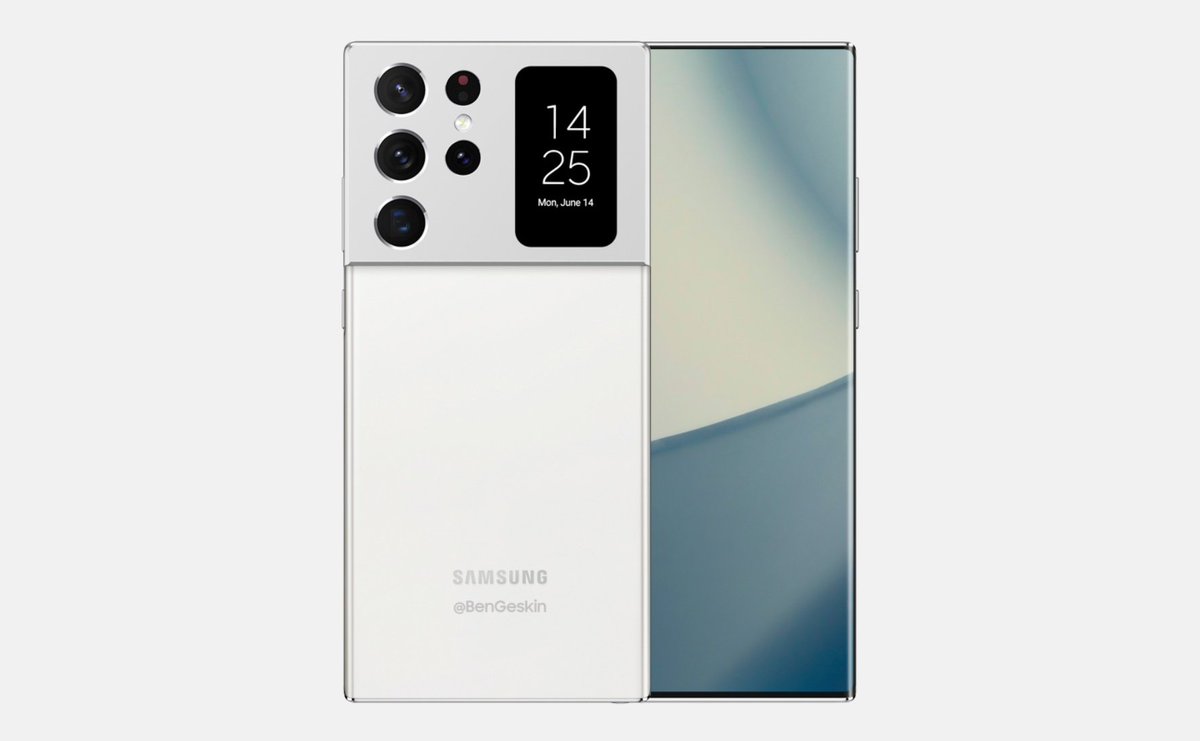 TechyPreacher's tweet photo. Samsung #GalaxyNote21 Ultra concept with

📳rear display
🤳under-display camera 
⚡65w 

Concept by @BenGeskin
#Samsung #GalaxyNote21Ultra 
#GalaxyNote22Ultra  
#GalaxyNote23Ultra  

More on👇:
https://t.co/pAmvplRNHj

@TechyPreacher https://t.co/kD2Vq3qFnj