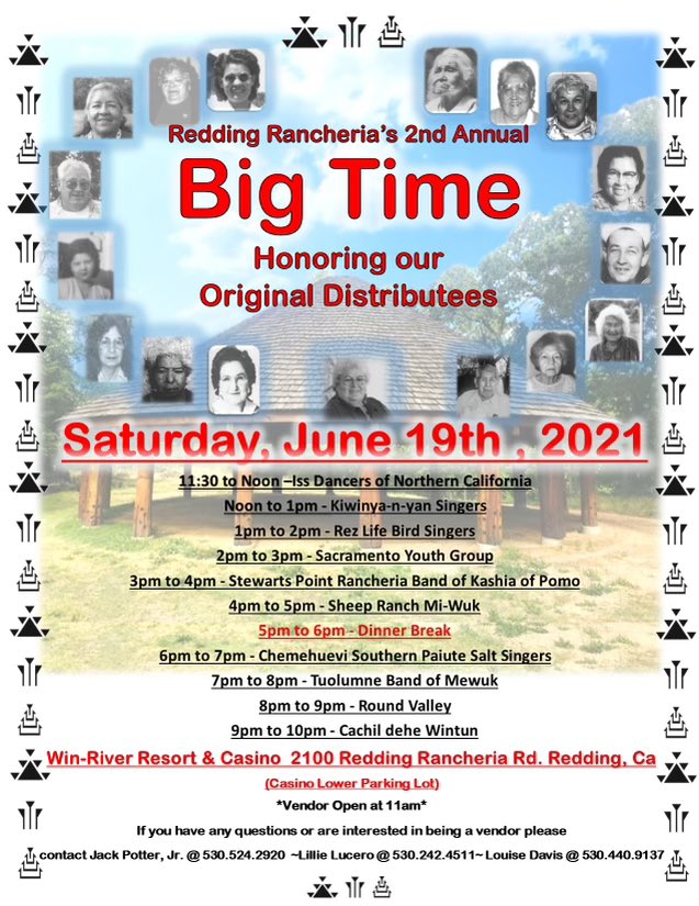 RRancheria's tweet photo. Here is more information about the Redding Rancheria’s Big Time event. We hope to see you there #Bigtime #reddingrancheria #shastacounty #handgame #NativeTwitter #events https://t.co/u9DXUr4BoG