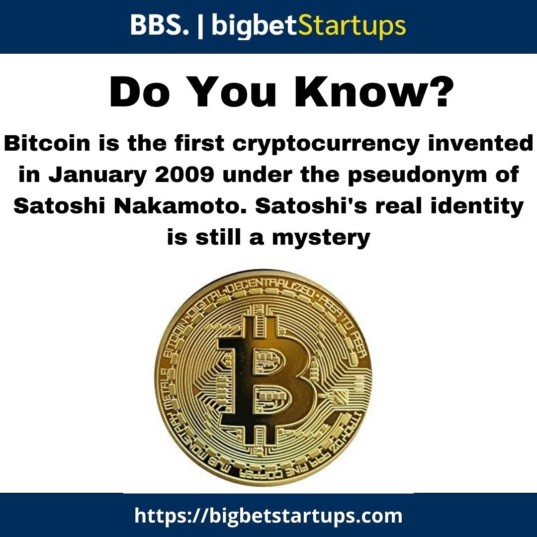 BigBetStartups's tweet photo. #cryptofacts 
#bitcoinmining 
#bitcointrading 
#firstcryptocurrency 
#whoissatoshi 
#satoshinakamoto https://t.co/yJciBmMa0i