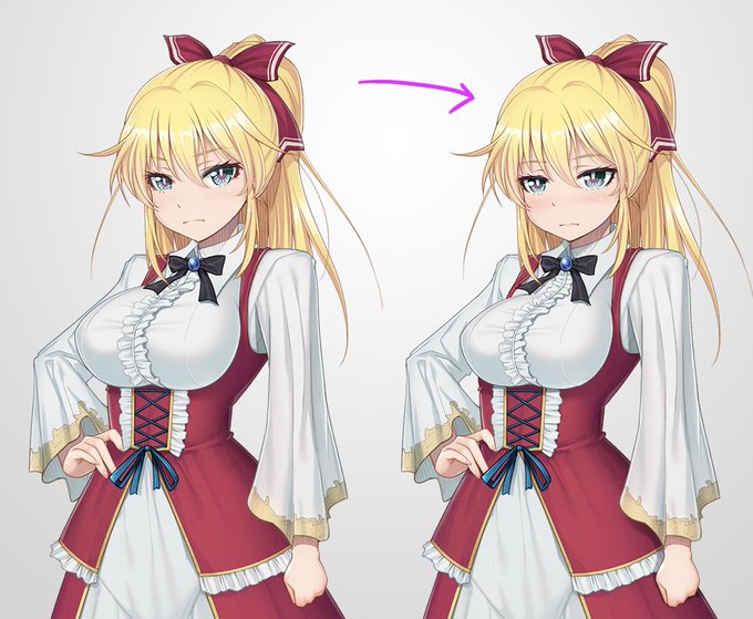 当初12,3歳くらいの外見設定と思ってたのですが
11歳くらいということが発覚して
セロくんに比べてお姉さんに描きすぎたということで
外見調整しました

これがナーフ!
・おっぱい弱体化
・顔立ち小○生化
・あざとさ強化!

#クベルの首枷病 