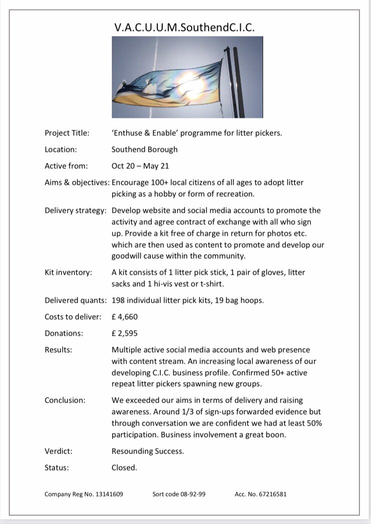 The final report on our ‘enthuse &amp; enable’ programme for litter pickers in Southend 👩🏼‍🦯👨🏻‍🦯  💚  💚