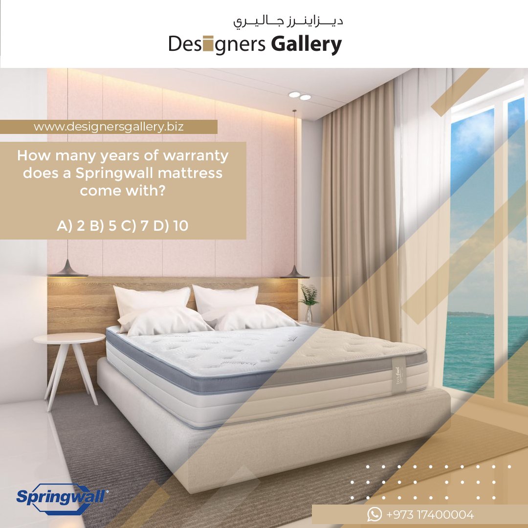 designgallerybh's tweet photo. Can you answer this question? Tell us in the comments below.

You spend over 1/3rd of your life sleeping. So chose your mattress with care.

#designersgallery #Bahrain #bahraini #springwall #bed #mattress #springwallmattress #qualitymattress #bedroom https://t.co/LYdLt1iSHn