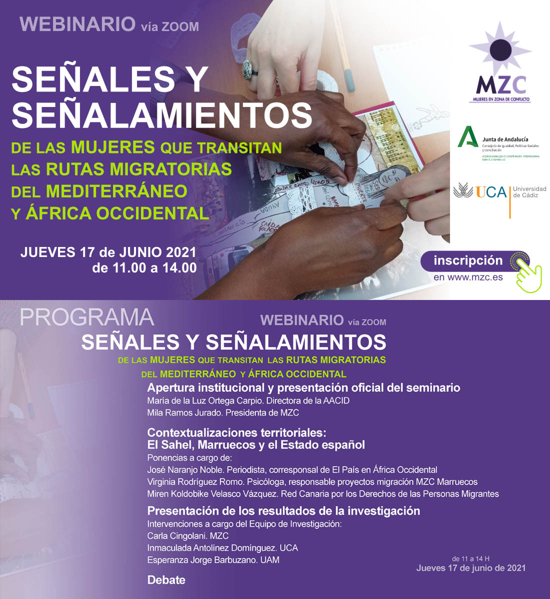 CASI, CASI, CASI ¡CASI ESTÁ ESTO AQUÍ! #Webinar #SeñalesYSeñalamientos #MujeresMigrantes #MZC #UniversidadDeCádiz #Investigación 
📅el 17 de junio.
⏰ de 11 a 14 horas.
En #googlemeet