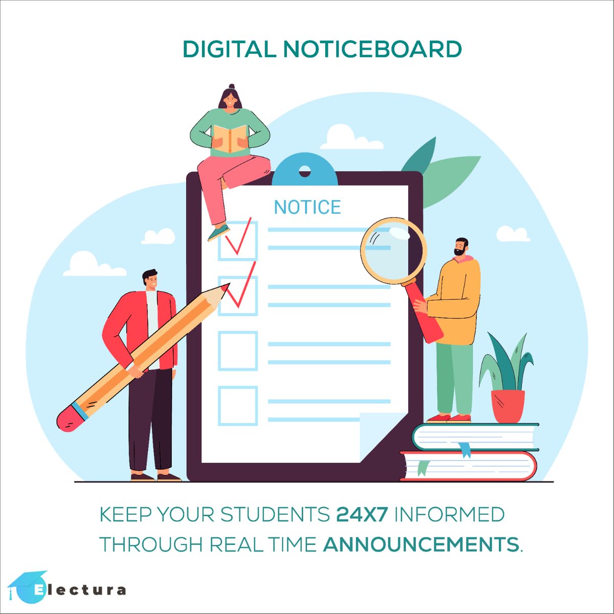 Worried about late submissions and miscommunications in your online classrooms?👨‍💻
You just a need to have the right tool to keep your students informed all the time!
Electura provides you one such interesting tool !🧑‍🔧
Check it out. ✨
#digitalclassroom #digitalnoticeboard