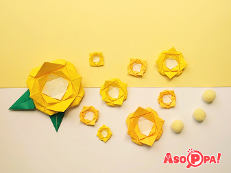 Asoppa 子どものあそびがパッとみつかる フレーベル館 こんばんッパ 今日は父の日ですね 父の日の花と言えば 黄色のばらです 知っていましたか そこで今日は 折り紙で簡単に作れるばらの折り方をご紹介します 日頃の感謝の気持ちを込めて