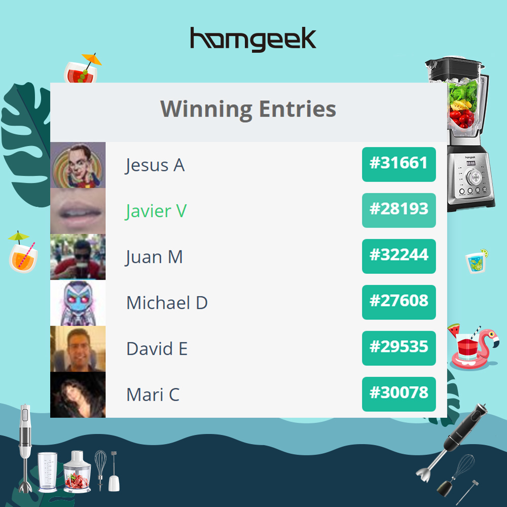 Homgeek (@homgeek) on Twitter photo CONGRATULATIONS!!!
🎉🎉Homgeek June's Competition 🎉🎉
For All Winners:
🥰We've already reached out to you via marketing@homgeek.com.
🥰Don’t be discouraged for fans who have not won, we specially host next competition in the coming days. Please follow us for more instant infor! CONGRATULATIONS!!!
🎉🎉Homgeek June's Competition 🎉🎉
For All Winners:
🥰We've already reached out to you via marketing@homgeek.com.
🥰Don’t be discouraged for fans who have not won, we specially host next competition in the coming days. Please follow us for more instant infor!