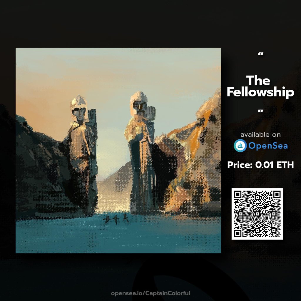 CaptainColorfu2's tweet image. Here is my new NFT! ฝากด้วยครับ

‘The Fellowship’ hope you guys like it 🔥

opensea.io/assets/0x495f9…

 #NFT_Whisperer #NFTSaredead #nftthailand #art #nftcollectors #NFTSaredead #NFTs #NFT #NFTCommunity #nftart #NFTartist #nftcolletor #NFTcollectibles #opensea #OpenSeaNFT #OpenSea