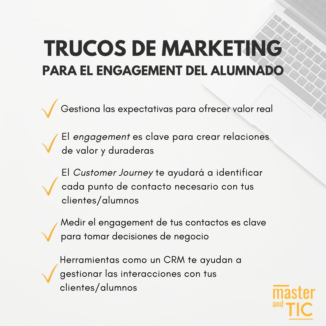 ElFactorH_'s tweet photo. En la sesión de #marketing del pasado viernes, pudimos aprender 5️⃣ claves para crear engagement en el alumnado.
¡Gran aprendizaje!
Yo soy Master & TIC, ¿y tú? 🎓
#formacion #habilidades #tecnología #masterandtic #elfactorh #escueladelfactorh https://t.co/bgaKg1uBCM