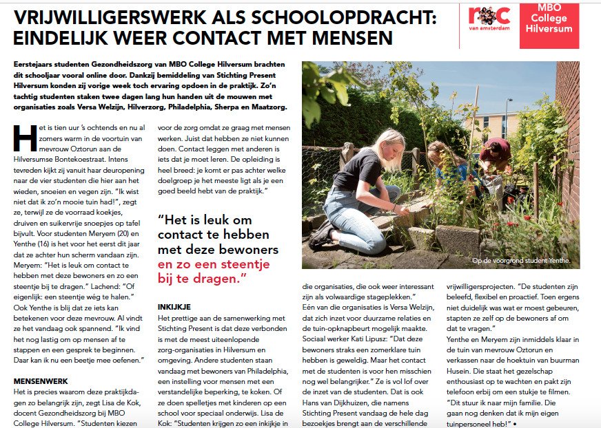Het hele jaar online les en nu eindelijk het werkveld in! 80 studenten Gezondheidszorg van <a href="/MBOHilversum/">MBOCollegeHilversum</a> gingen via Present aan de slag bij allerlei organisaties in Hilversum. Fijne samenwerking tussen school/organisaties en Present! #maatschappelijkestage #studenten