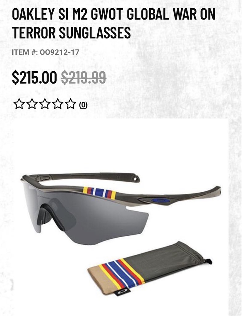 These Oakley Global War on Terror sunglasses cost $215 for some reason