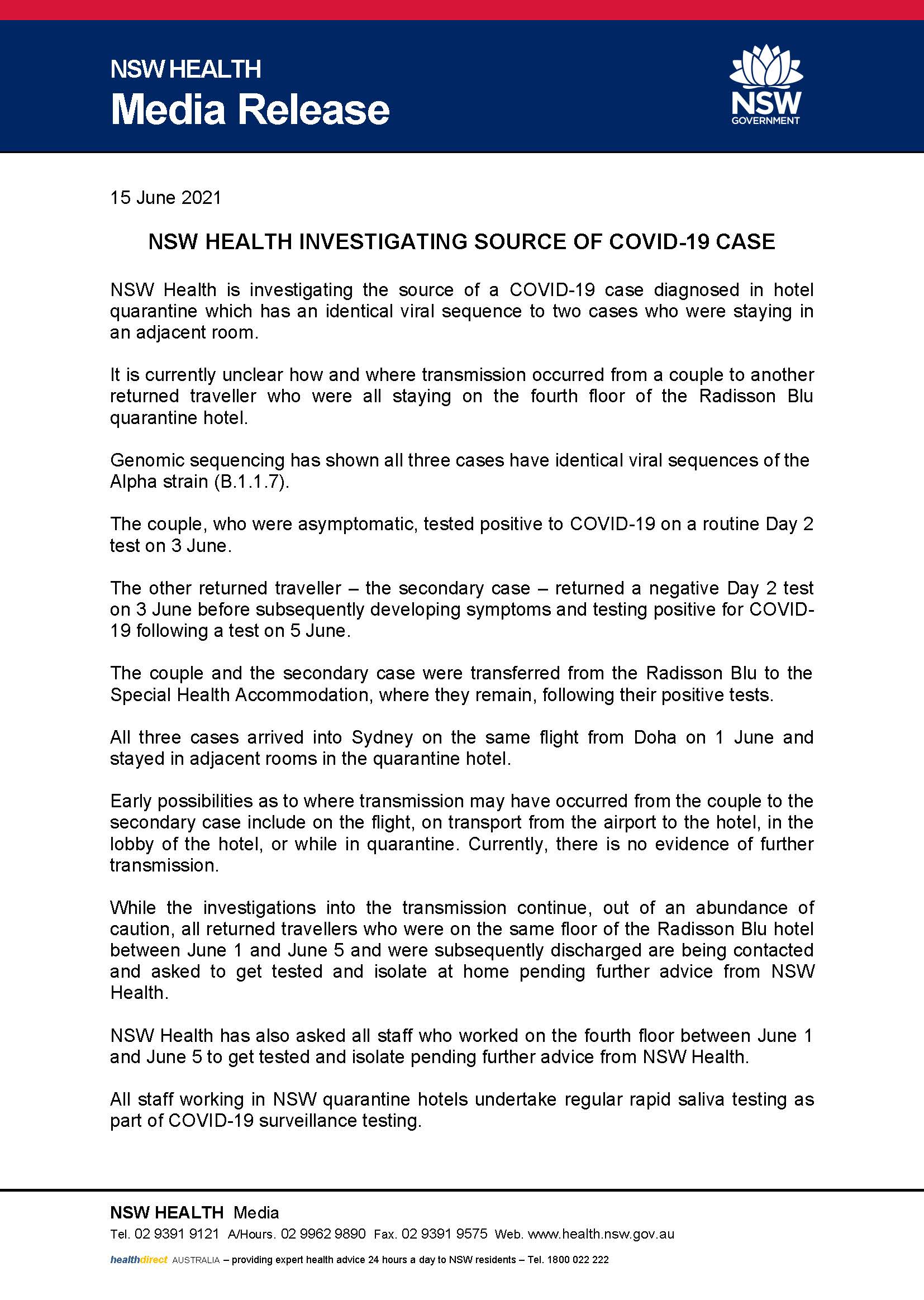 Nsw Health On Twitter Public Health Alert Nsw Health Investigating Source Of Covid19 Case Https T Co Qulcsl8es1 Twitter
