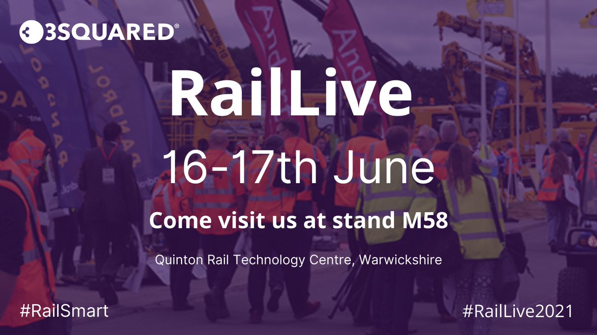 3Squared's tweet image. @railliveuk starts tomorrow! Find us on stand M58 and try out some exciting #RailSmart technology. To find out more about the event and how we will be getting involved, visit our website via - buff.ly/3isinO3 

#raillive2021 #railindustry