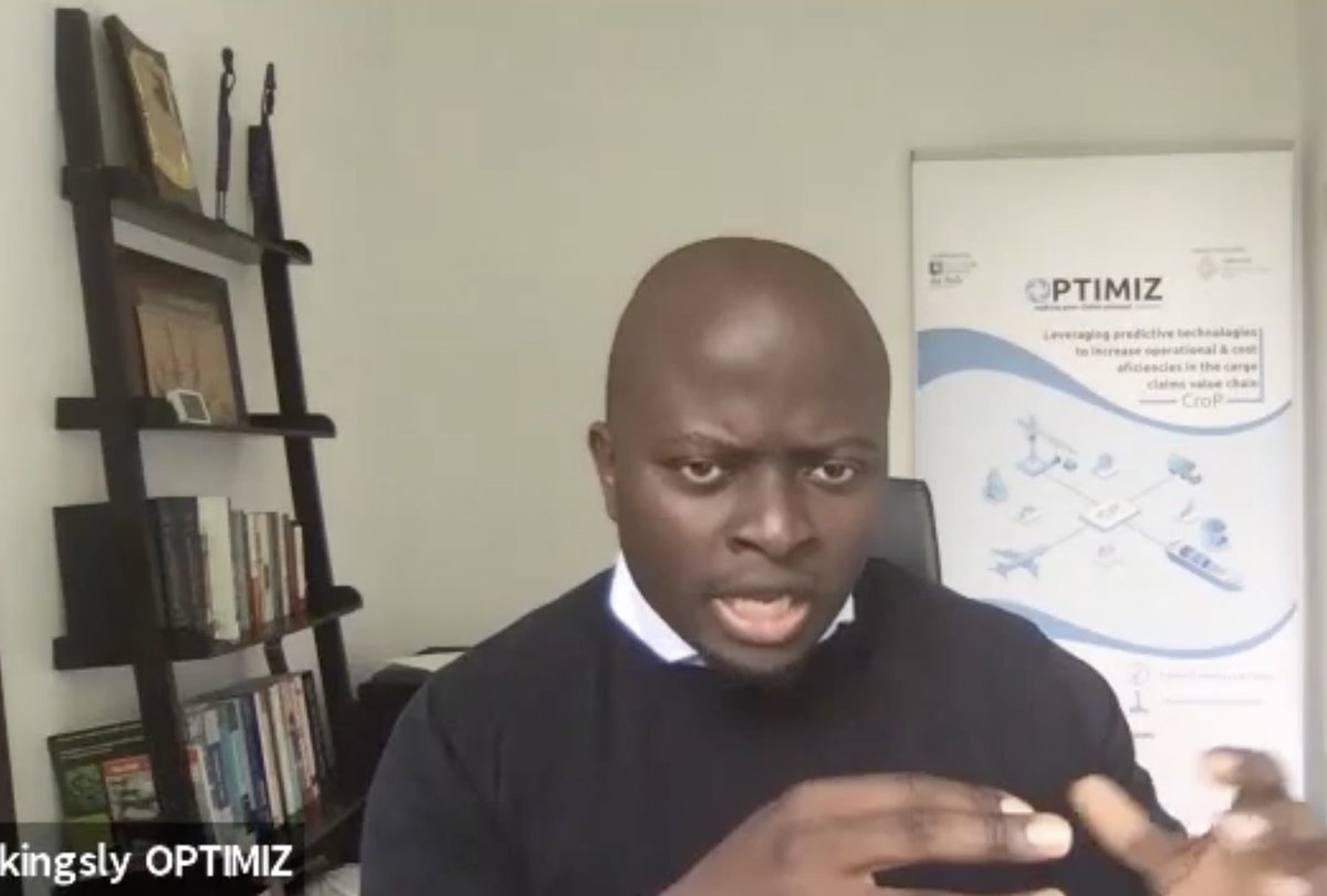 DIGILOGIC_EU's tweet photo. Kingsly Kwalar, CEO of #Optimiz offers multi-sided digital platform which connects #cargo owners and their insurers to shipping lines and other carriers He notes: policies of central banks in #Africa is hampering international payment transfers for clients' claiming with delays. https://t.co/HURUbvzNRD