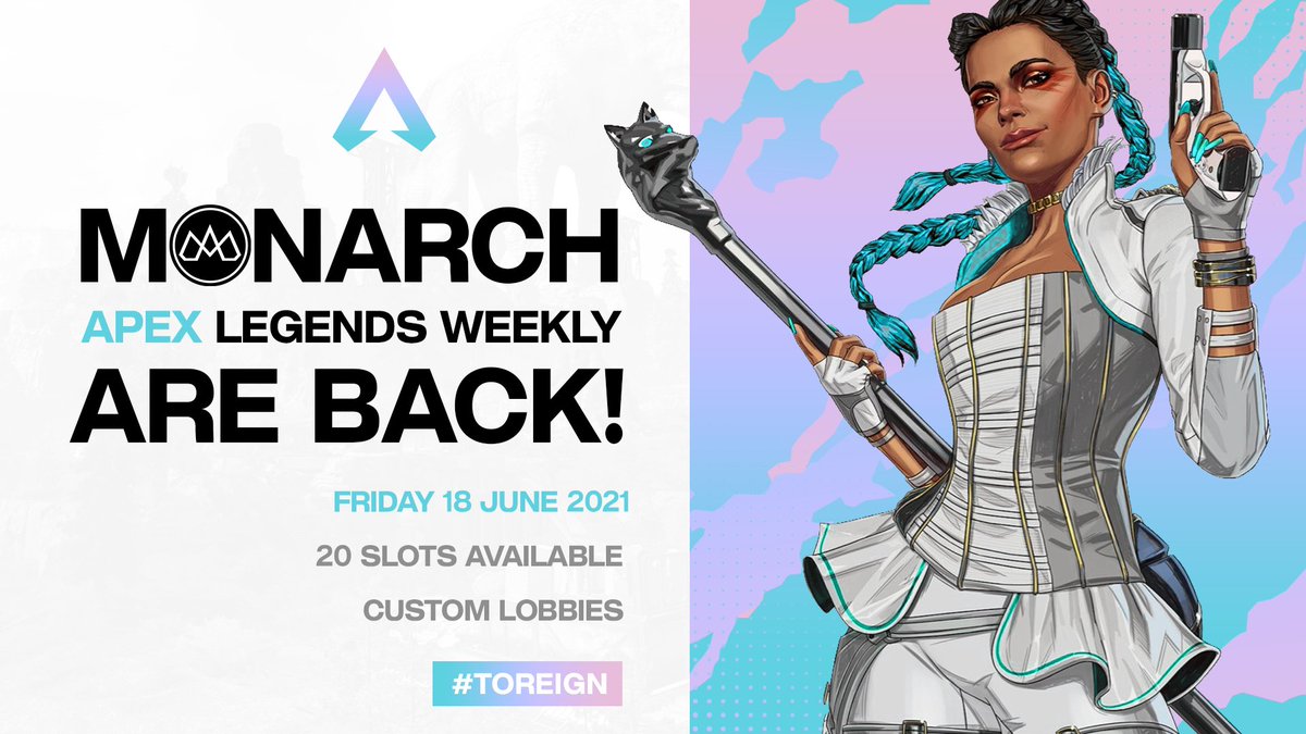 monarchza's tweet photo. The Monarch Apex Weekly's are back! ๐ Join us this Friday and scrim with the best teams South Africa has to offer. #UpliftApexZA
Sign up via https://t.co/tDkwadPcru
#ReignApex #ToReign ๐ https://t.co/Jhxm2UTtve