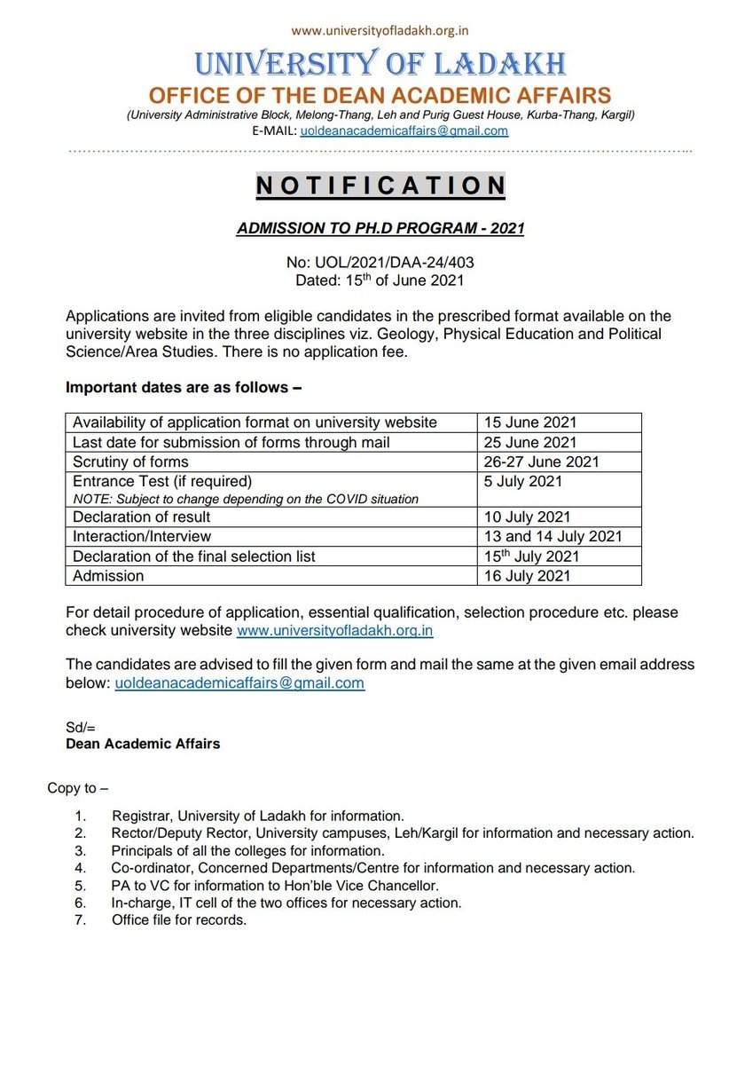 UNIVERSITY OF LADAKH on X: Deputation of UOL's Controller of Examinations  to University of Kashmir to discuss and follow cases of pending results and  examination-related discrepancies as decided by the University Council