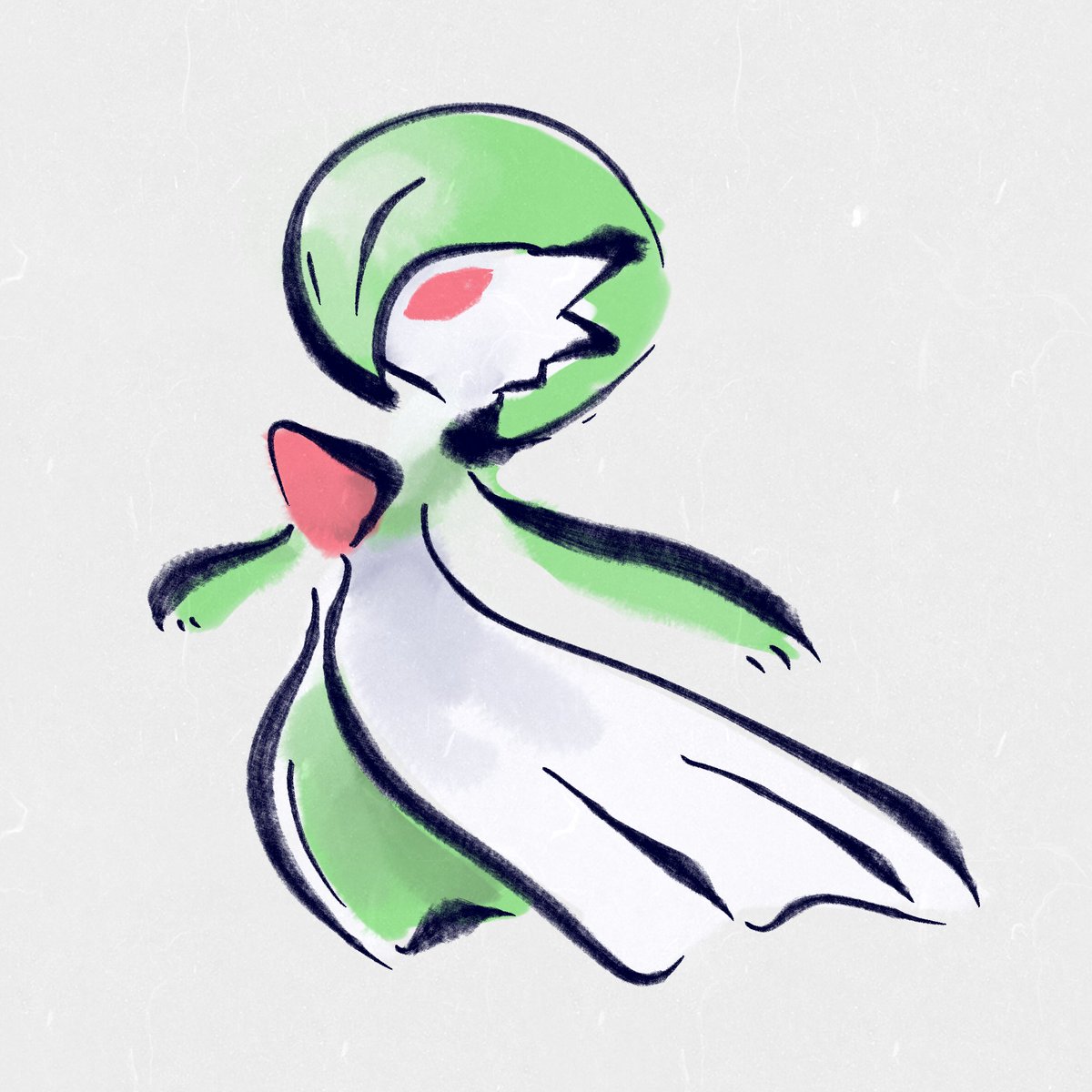 gardevoir solo pokemon (creature) multicolored skin green hair white skin red eyes two-tone skin  illustration images