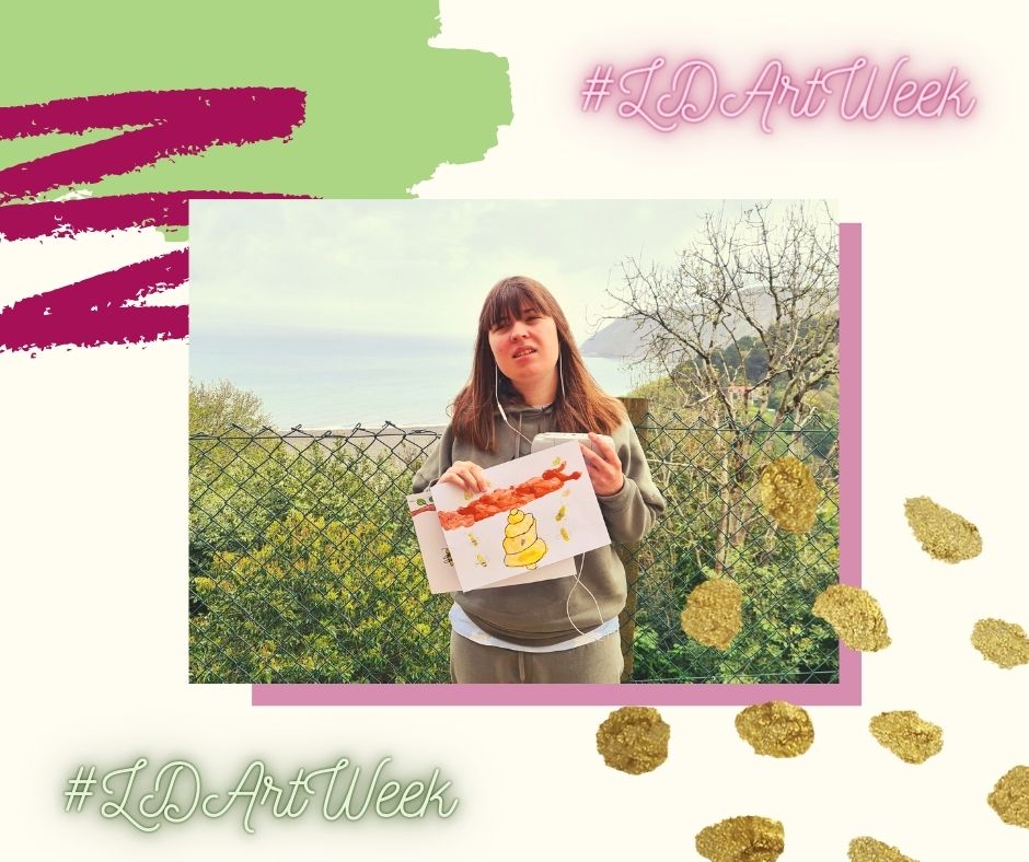 Today for #LDArtWeek we are featuring our social enterprise, Independent Designs.

Here's Issy, whose art and design skills have come on in leaps and bounds in the last year - and she even attends the virtual classes from holiday!

#ldweek2021  #socialenterpriseuk  #creatives