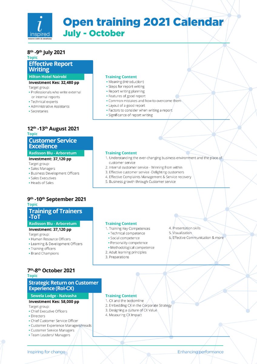 inspired_centre's tweet photo. Here comes another exciting opportunity to learn and explore. Join us in our open training starting on July to October. A wide range of topics is well set up, check them out from the calendar below.

 Don't Miss!!! https://t.co/SEvRHSDcGr
