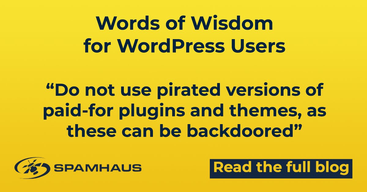 SpamhausTech's tweet photo. Find out what can happen to a URL once a @wordpressdotcom website is compromised. Read Spamhaus Project's latest blog, exploring this and the preventative action WordPress users should take.
#WebsiteCompromise #WordPress #WebsiteCost https://t.co/UiDXFSKRNs