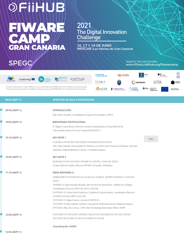 cidihub's tweet photo. La 3ª jornada de #FIWARECAMPGranCanaria (V 18/06/2021, PRESENCIAL + STREAMING) se centrará en TERRITORIOS INTELIGENTES. Por la tarde presentaremos los proyectos desarrollados en #FIWARECHALLENGE
🟣 Registro GRATUITO, https://t.co/ZCOgB01lax
🟣 DÍA 3: https://t.co/V2G82kTyTO https://t.co/AcYal6iIyP