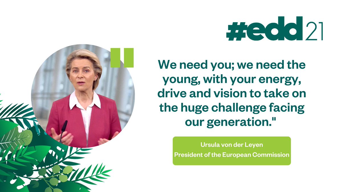 EU_Partnerships's tweet photo. A very clean message today from the @EU_Commission’s President @Vonderleyen.
 
Young people play a crucial role in the fight against #ClimateChange. We must fight side-by-side.
 
#EDD21 #Youth #Climate https://t.co/U3m0rHqVTK