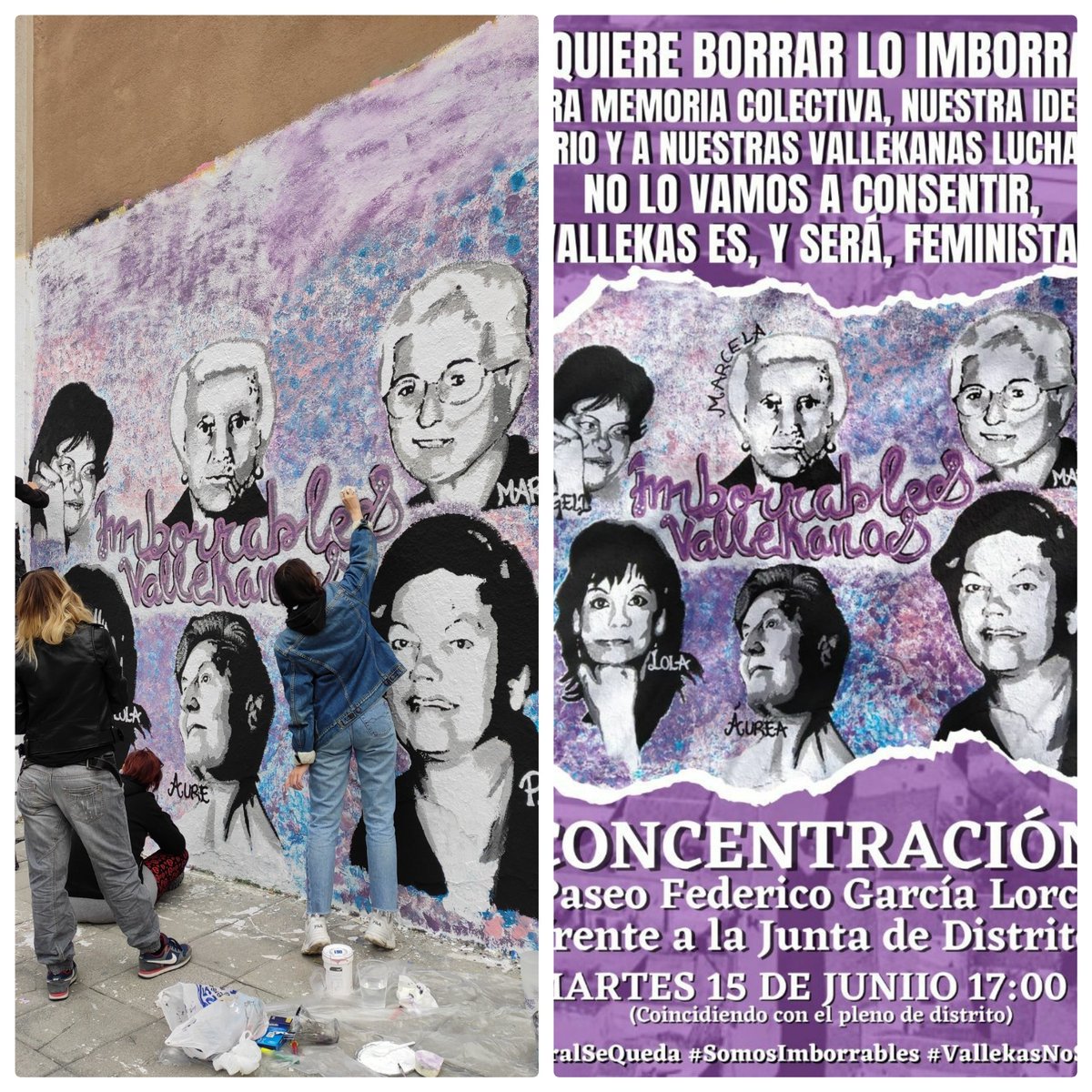 lauramodenes1's tweet photo. Las mujeres de Vallekas pintaron este mural, nuestras imborrables hicieron de Vallekas un barrio mejor, mas igualitario, mas justo. Hoy nos concentramos para defender nuestra historia✊
#SomosImborrables
#Elmurosequeda 
#VallekasnoseBorra https://t.co/iDcpQvJtjo