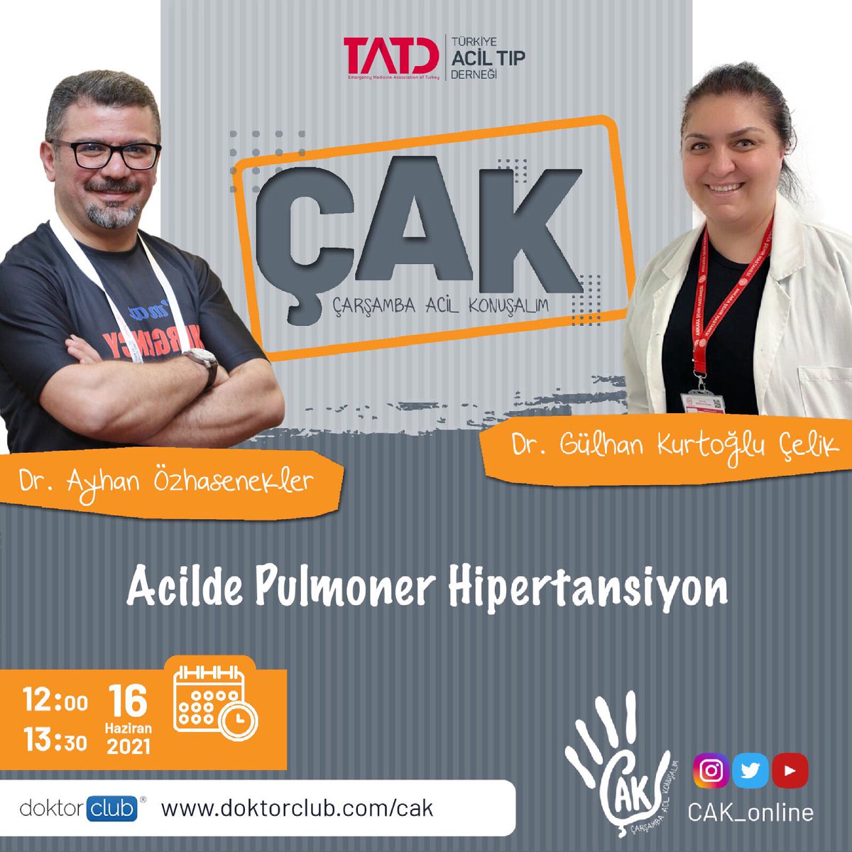 ✋🏻#ÇAK'ta bu hafta Dr. Ayhan Özhasenekler ve Dr. Gülhan Kurtoğlu Çelik ile Acilde Pulmoner Hipertansiyonu konuşuyoruz!... 🫁 🫀
❗️Webinara katılım için doktorclub.com adresinden kimlik bilgileriyle kayıt olunması gerekmektedir❗️@doktorclubcom  <a href="/AOzhasenekler/">Prof. Dr. Ayhan ÖZHASENEKLER</a> <a href="/ed_mobil/">MOBIL-ED</a>