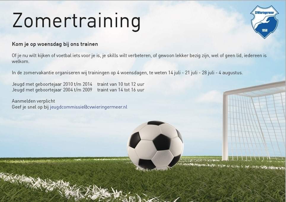 Geef je snel op bij jeugdcommissie@cvwieringermeer.nl