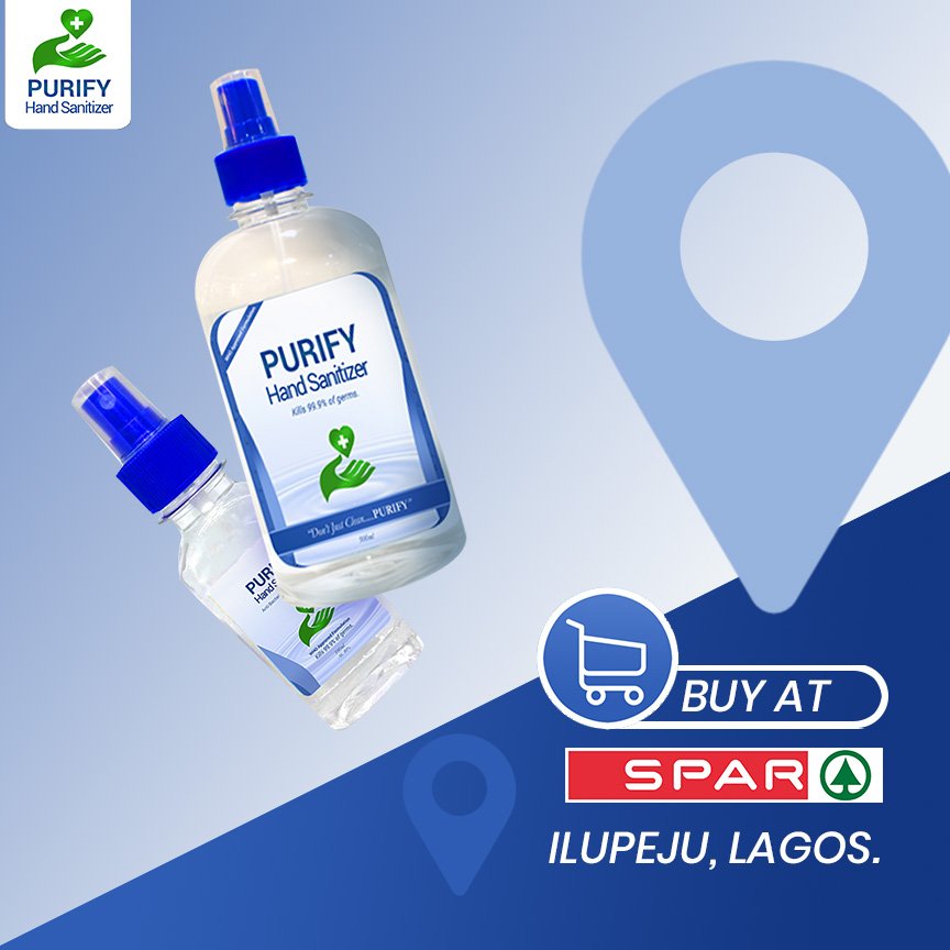 PurifyNigeria's tweet photo. Are you around Ilupeju today?...visit Spar and pick up a few bottles of Purify for you and your loved ones. Stay Purified.💙🛒
.
.
.
.
#purifynigeria #clean #brandnew #homecare #fashion #sanitizers #cleaning #shop #health #instagood #clean9 #spar #design #500ml #newlook #ilupeju https://t.co/olU2aet6c0