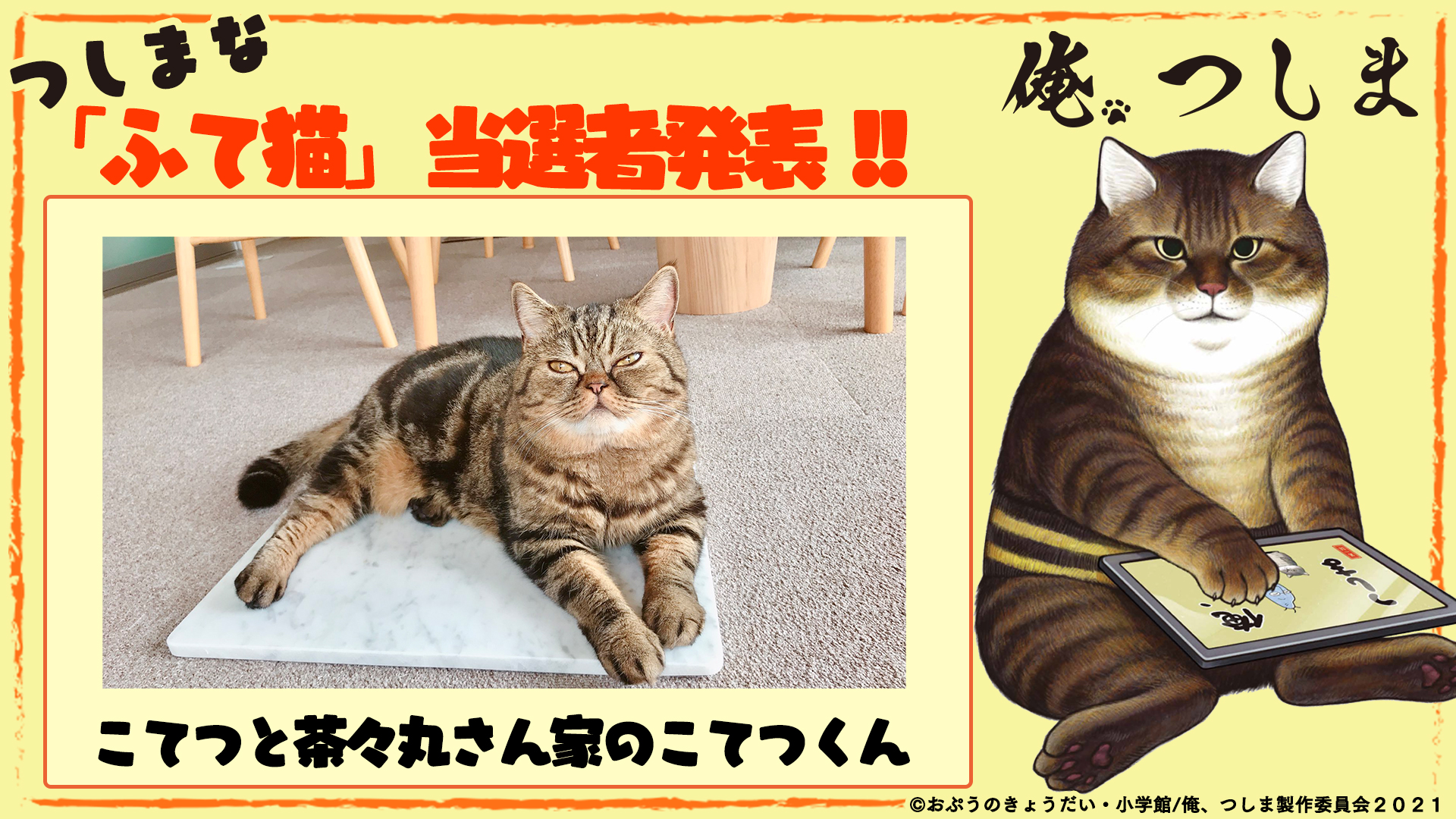 俺 つしま アニメ公式 好評配信中 つしまなふて猫 当選者発表 ご応募いただいた中から当選されたお家の猫ちゃんをご紹介 こてつと茶々丸さん家のこてつくん Nagomiさん家のさんたくん 松田さん家のトモちゃん 当選者の方へは近日 弊