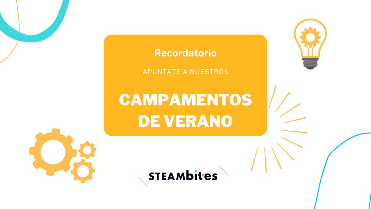 ¡Recuerda que nuestros campamentos de verano empiezan pronto!
Semana del 5 al 9 de Julio - Somos científicos
Semana del 12 al 16 de Julio - Mundos robóticos
Semana del 19 al 23 de Julio - Somos científicos
Semana del 26 al 30 e Julio - Mundos robóticos

Apúntate y recibe tu kit.
