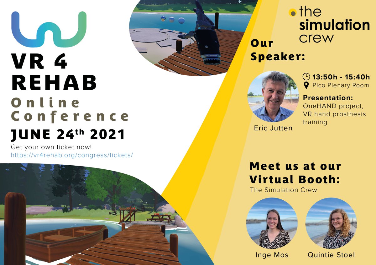 Do you want to learn more about our OneHAND project? Or do you have a question you would like to ask us? Well, this is your chance!

On the 24th of June, we will be present at the VR4REHAB Online Conference. 

Will you join us? Tickets can be bought via: vr4rehab.org/congress/ticke…
