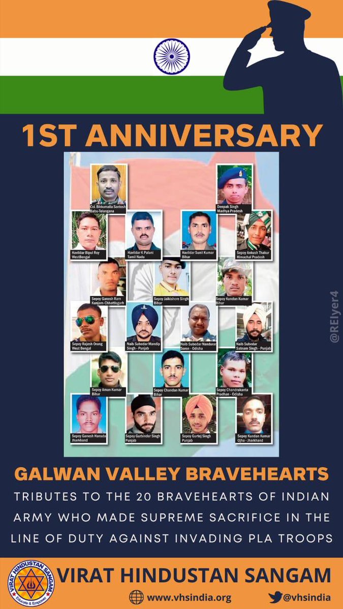 ArtiSharma001's tweet photo. Dr Subramanian @Swamy39, Shri @jagdishshetty &amp; @vhsindia Pay Rich Tributes To Col B Santosh Babu, MVC(P) &amp; His Men Who Displayed Conspicuous Gallantry, Exemplary leadership &amp; Firm Determination in the Face of the Enemy in the Best Traditions of the Indian Army At #Galwan🙏💐💐🙏 https://t.co/dq4Igsv7KI