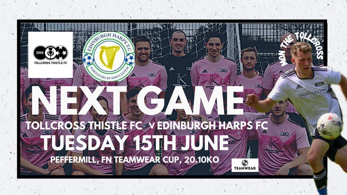 GAME DAY ⚽️

🆚 <a href="/EdinburghHarps/">Edinburgh Harps F.C.</a> 
🗓 Tuesday 15th June
🕒 8.10pm
🏟 <a href="/PM_Pitches/">Peffermill</a> 3g
🏆 <a href="/FNTeamwear/">FN Teamwear</a> Game 5
👮‍♂️ Canavan
🛑 No Spectators Allowed 🛑
🖼 <a href="/FeechanGraphic/">Feechan Graphics & Media</a>

👨🏻‍💻<a href="/LEAFA_Official/">LEAFA Official</a> <a href="/ScotAmFA/">Scottish Amateur FA</a> <a href="/AmmyFitbaNews/">AmmyFitbaNews - 309+ Photos</a> <a href="/OfficialCatchup/">Official Catchup</a>  <a href="/east_saltoun/">Ian Robertson</a> @Hibbie7062Susan <a href="/dodeallen/">🐝Dode Allen🐝</a>