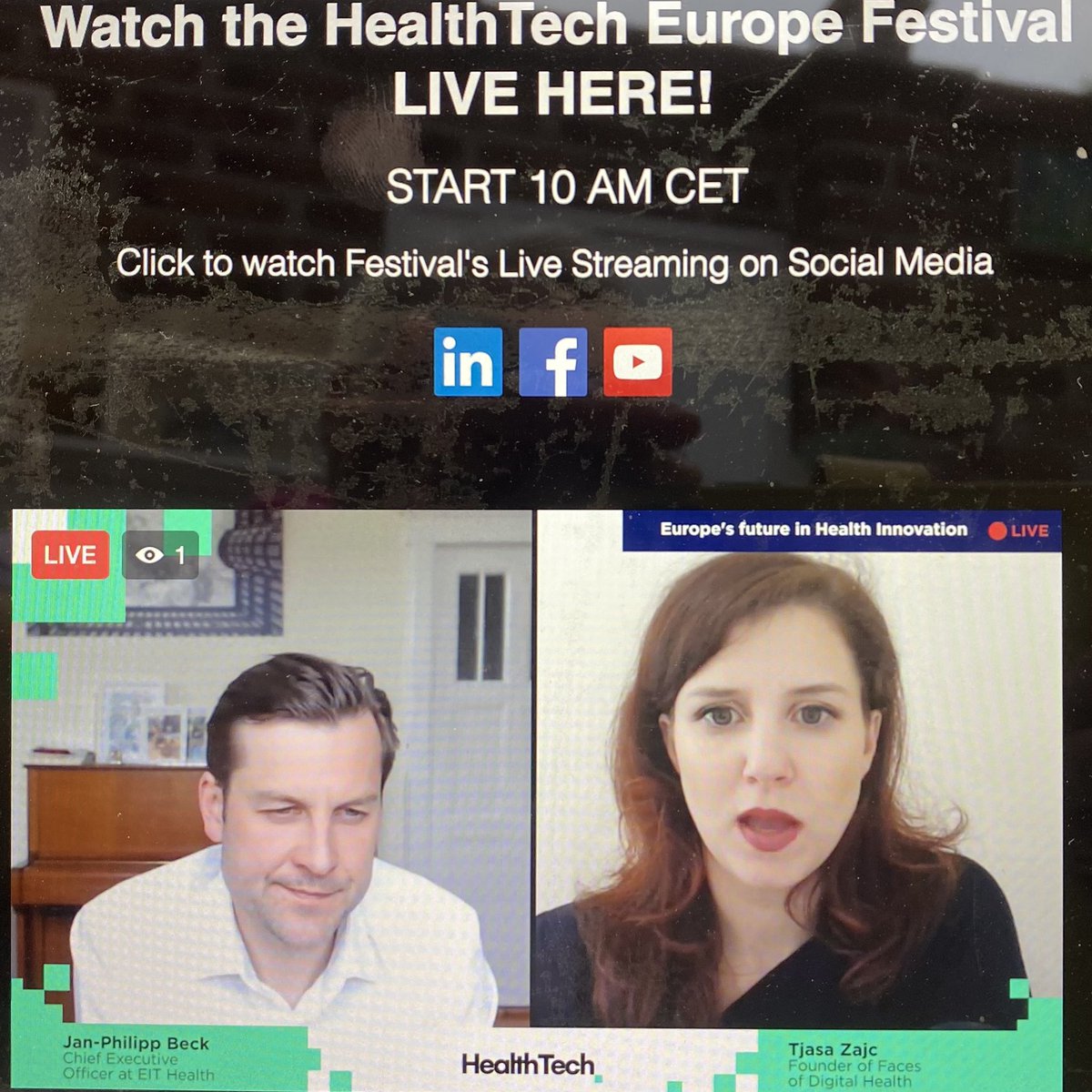 Great first session with <a href="/JanPhilippBeck/">Jan-Philipp Beck</a> @zajctjasa #healthtecheurope #ai #data #investment