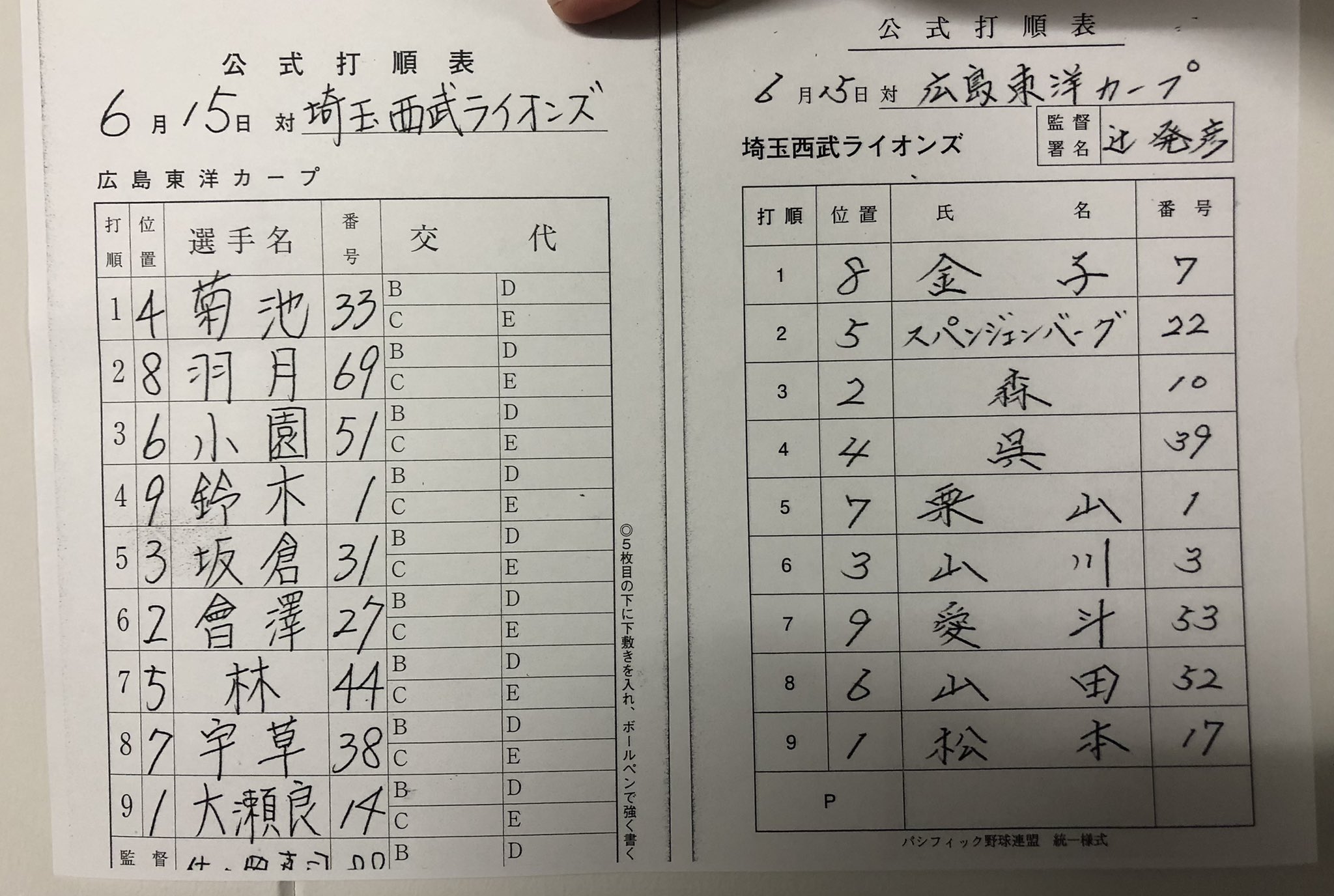 スポニチ西武担当 広島戦は18時プレーボール スタメンが発表されました Seibulions Lions 西武 ライオンズ 埼玉西武ライオンズ プロ野球 交流戦 広島 カープ スタメン スポニチ T Co Fhtyc23dfr Twitter