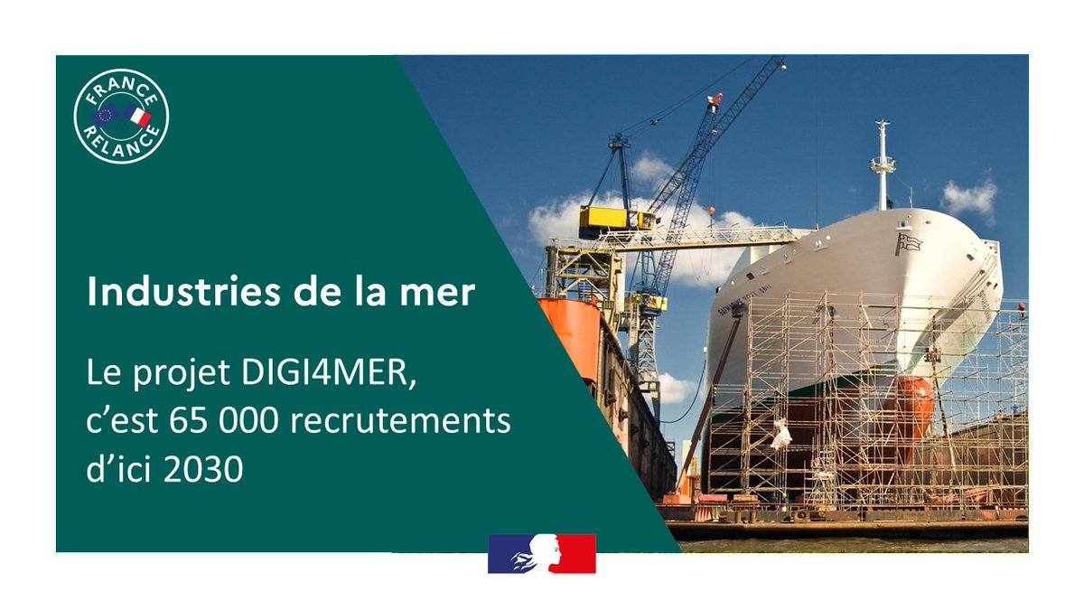 🇫🇷#FranceRelance | Le Programme d'investissements d'avenir vient de financer le projet "DIGI4MER". Dédié à la navalisation et  #digitalisation des formations pour les #industries de la mer il sera opérationnel dès la rentrée scolaire 2021.
Plus d'infos 👉 bit.ly/2Riqv8E