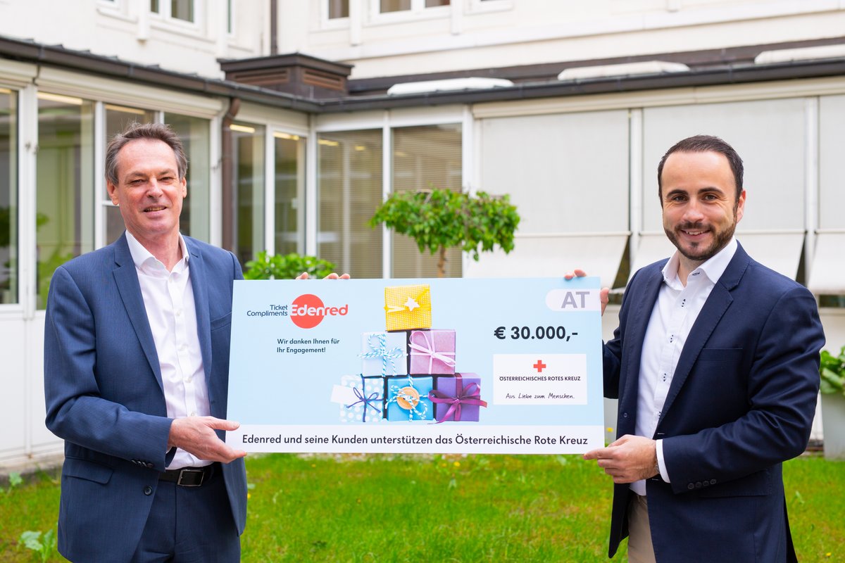 #Edenred Österreich spendet im Rahmen der alljährlichen #ÖRK-#Spendenaktion eine Rekordsumme von 30.000 € an <a href="/roteskreuzat/">Österr. Rotes Kreuz</a> und damit 12.000 € mehr als im Vorjahr👉🏽 zur #Pressemeldung: bit.ly/3pT2vG1

Foto: © Österreichisches Rotes Kreuz/Holly Kellner