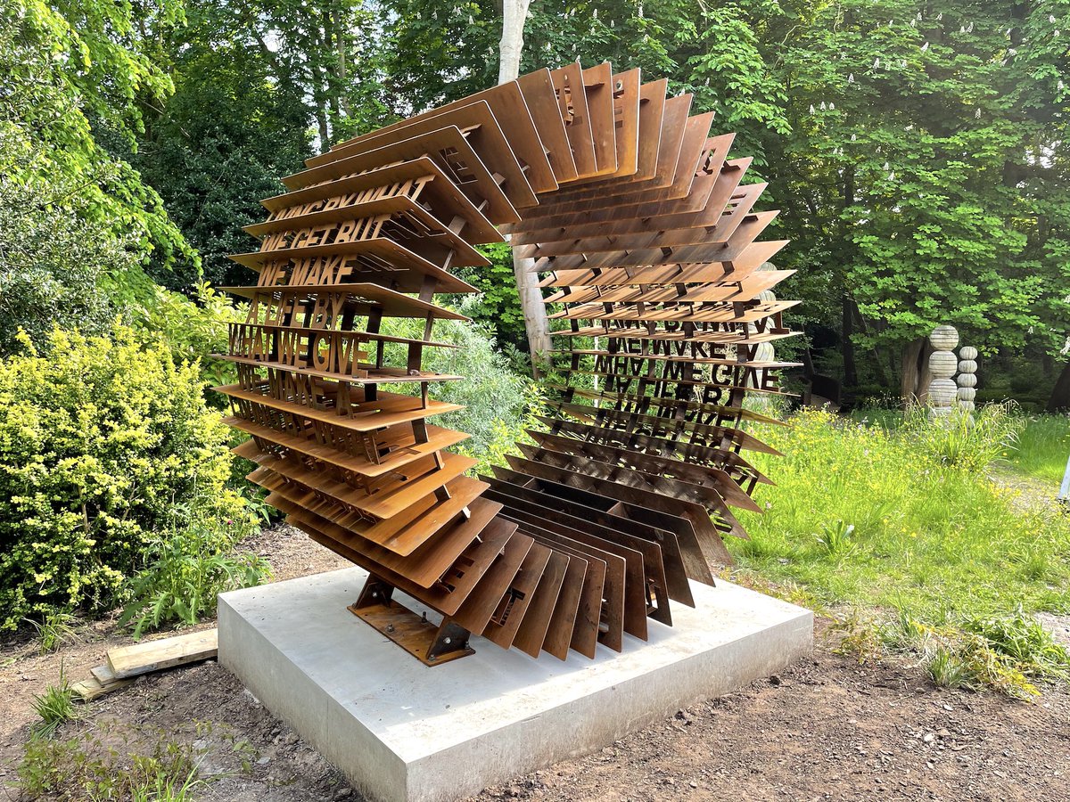 Studio_Sapien's tweet photo. The cycle is complete, the dream is real.

My first Mantra Machine was finally set to rest last week, in its new home at the collectors estate/garden in North Yorkshire after 3 months rusting at @YSPsculpture 

#sapien #mantramachine #cortensteel #sculpture #ysp https://t.co/0278Mmp0DF