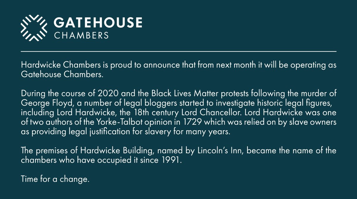 gatehouse_law's tweet photo. Hardwicke Chambers is proud to announce that from next month it will be operating as Gatehouse Chambers. Click here for more information: https://t.co/rh3qR4iC90 #BlackLivesMatter https://t.co/cSRjYmXnkf