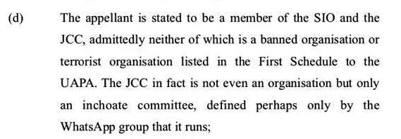jaseempp's tweet photo. Neither JCC &amp; @sioindia are banned nor terrorist organisations - Delhi High Court while granting bail to Asif Iqbal Tanha https://t.co/fVrfpA0vNW