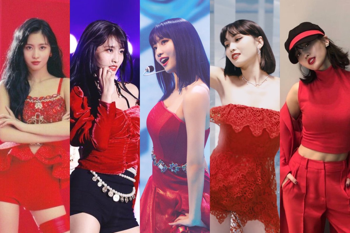 bestgirlmomo's tweet photo. hirai momo in red @JYPETWICE https://t.co/nOekxdp8RQ