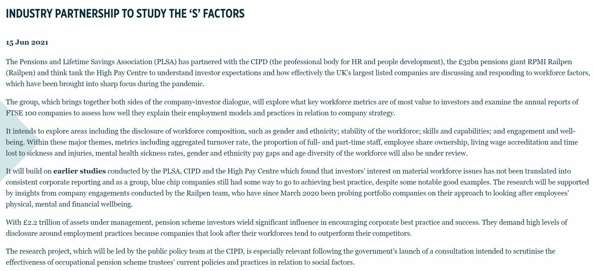 We've partnered with the <a href="/CIPD/">CIPD</a> <a href="/RPMIpensions/">Kelly Camargo</a> and the <a href="/HighPayCentre/">High Pay Centre</a> to understand how effectively the UK’s largest listed companies are discussing and responding to workforce factors, which have been brought into sharp focus during the pandemic. bit.ly/3pSqViW