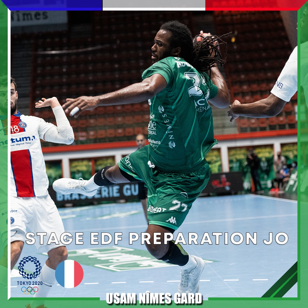 USAMNIMESGARD's tweet photo. 🇨🇵 Félicitations à nos 3 Green Men sélectionnés en @FRAHandball 👏
Michaël Guigou, Rémi Desbonnet et @jj_acq27 sont convoqués pour la préparation Olympique du 23 juin au 6 juillet 🔝💚
#USAM #NIMES #GARD https://t.co/2ao4q5YQU9